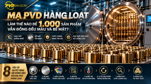 Mạ PVD hàng loạt: Làm thế nào để 1.000 sản phẩm vẫn đồng đều màu và bề mặt?